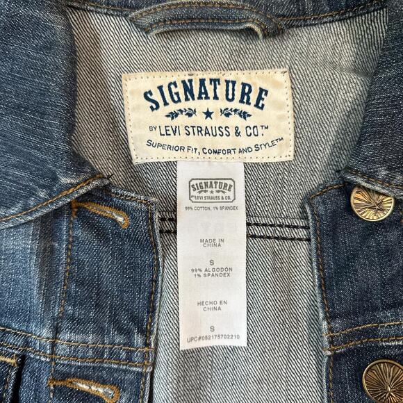 levi strauss signature denim jacket small fitted dark wash retro - Picture 4 of 4